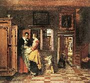 Pieter de Hooch At the Linen Closet oil painting reproduction